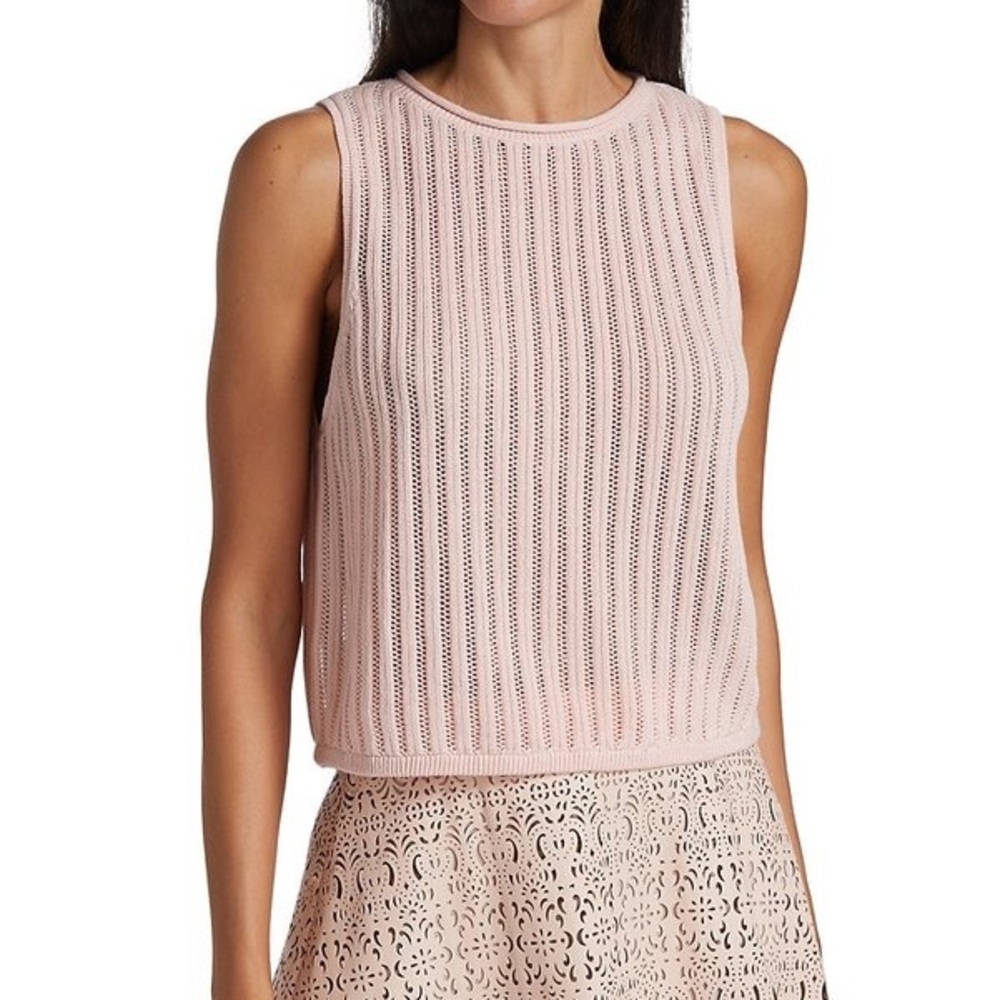 Alice + Olivia Pink Linen Cotton Tank Size L